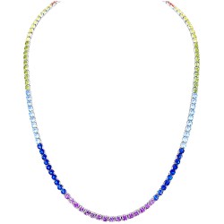 Ασημένιο κολιέ ριβιέρα rainbow 925 με ζιργκόν