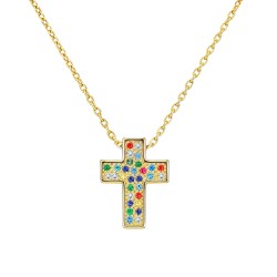 Ασημένιο επιχρυσωμένο κολιέ 925 με σταυρό