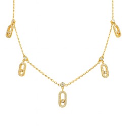 Ασημένιο επιχρυσωμένο κολιέ 925 με ζιργκόν