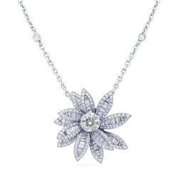 Ασημένιο κολιέ λουλούδι 925 με ζιργκόν Ασημένιο κολιέ λουλούδι 925 με ζιργκόν