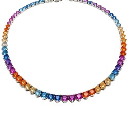 Ασημένιο κολιέ ριβιέρα rainbow 925 με ζιργκόν