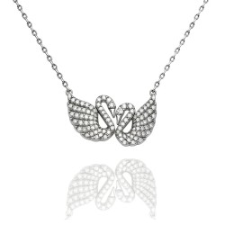 Ασημένιο κολιέ κύκνοι 925 με ζιργκόν