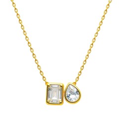 Ασημένιο επιχρυσωμένο κολιέ 925 με ζιργκόν