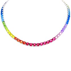Ασημένιο κολιέ ριβιέρα rainbow 925 με ζιργκόν