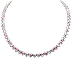 Ασημένιο κολιέ ριβιέρα 925 με καρδιές