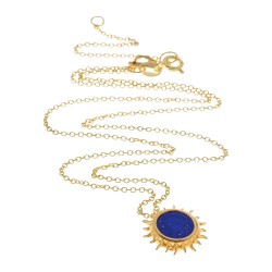 Ασημένιο επιχρυσωμένο κολιέ ήλιος 925