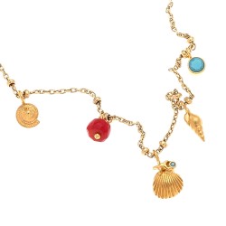 Ασημένιο επιχρυσωμένο κολιέ 925 με κοχύλια