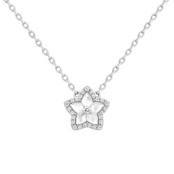 Ασημένιο κολιέ λουλούδι 925 με ζιργκόν