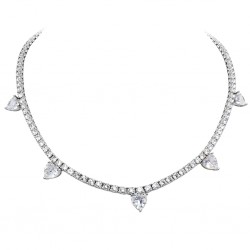 Ασημένιο κολιέ ριβιέρα 925 με καρδιές