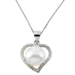 Ασημένιο κολιέ καρδιά 925 με πέρλα