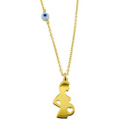 Ασημένιο επιχρυσωμένο κολιέ μαμά 925