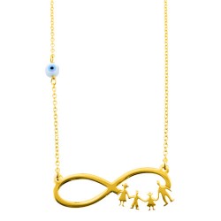 Ασημένιο επιχρυσωμένο κολιέ άπειρο-οικογένεια 925