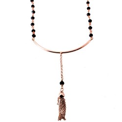 Ασημένιο κολιέ μπάρα 925 σε ροζ χρώμα