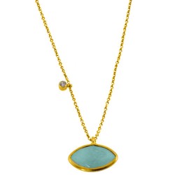 Ασημένιο επιχρυσωμένο κολιέ 925 με αμαζονίτη