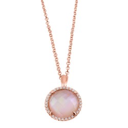 Ασημένιο κολιέ 925 σε ροζ χρώμα με κρύσταλλο