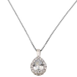 Ασημένιο κολιέ σταγόνα 925 με ζιργκόν