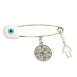 Ασημένια παιδική παραμάνα με κωνσταντινάτο 925