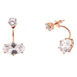 Ασημένια σκουλαρίκια ear jacket 925 σε ροζ χρώμα