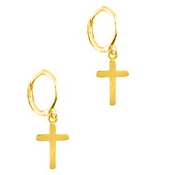 Ασημένια επιχρυσωμένα κρικάκια 925 με σταυρό