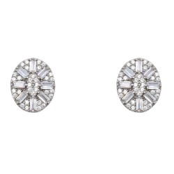 Ασημένια οβάλ καρφωτά σκουλαρίκια 925 με ζιργκόν