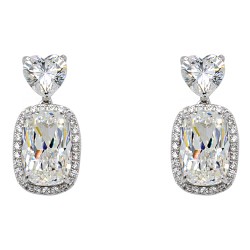 Ασημένια κρεμαστά σκουλαρίκια καρδιές 925