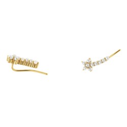 Ασημένια επιχρυσωμένα σκουλαρίκια ear cuff 925 με πέρλες