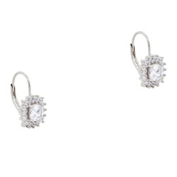 Ασημένια ημικρεμαστά σκουλαρίκια ροζέτες 925 με ζιργκόν