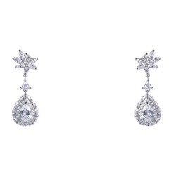 Ασημένια νυφικά σκουλαρίκια σταγόνες 925 με ζιργκόν