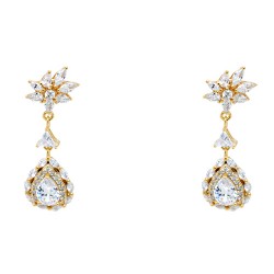 Ασημένια επιχρυσωμένα νυφικά σκουλαρίκια 925 με ζιργκόν