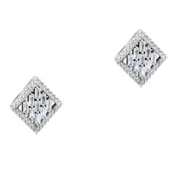 Ασημένια σκουλαρίκια ρόμβοι 925 με ζιργκόν