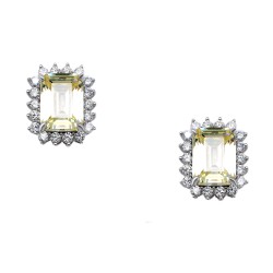 Ασημένια σκουλαρίκια ορθογώνιες ροζέτες 925 με ζιργκόν