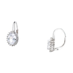 Ασημένια ημικρεμαστά σκουλαρίκια ροζέτες 925 με ζιργκόν