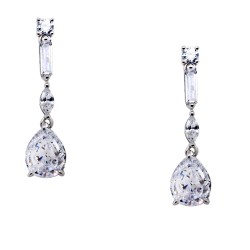 Ασημένια νυφικά σκουλαρίκια σταγόνες 925 με ζιργκόν