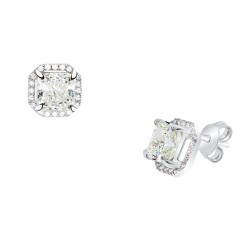 Ασημένια σκουλαρίκια τετράγωνες ροζέτες 925 με ζιργκόν