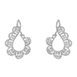 Ασημένια νυφικά σκουλαρίκια πέταλο 925 με ζιργκόν