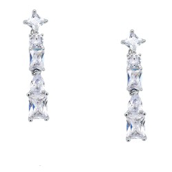 Ασημένια κρεμαστά σκουλαρίκια 925 με ζιργκόν