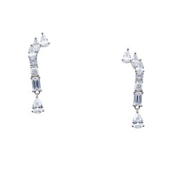 Ασημένια νυφικά σκουλαρίκια σταγόνες 925 με ζιργκόν