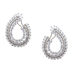 Ασημένια νυφικά σκουλαρίκια πέταλο 925 με ζιργκόν