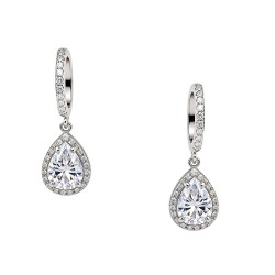 Ασημένια νυφικά σκουλαρίκια σταγόνες 925 με ζιργκόν