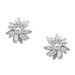 Ασημένια σκουλαρίκια λουλούδια 925 με ζιργκόν Ασημένια σκουλαρίκια λουλούδια 925 με ζιργκόν