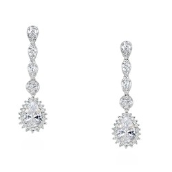 Ασημένια νυφικά σκουλαρίκια σταγόνες 925 με ζιργκόν