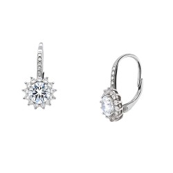 Ασημένια ημικρεμαστά σκουλαρίκια ροζέτες 925 με ζιργκόν