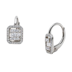 Ασημένια ημικρεμαστά σκουλαρίκια ροζέτες 925 με ζιργκόν