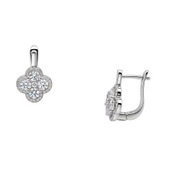 Ασημένια ημικρεμαστά σκουλαρίκια λουλούδια 925 με ζιργκόν