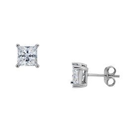 Ασημένια μονόπετρα σκουλαρίκια 925 με ζιργκόν