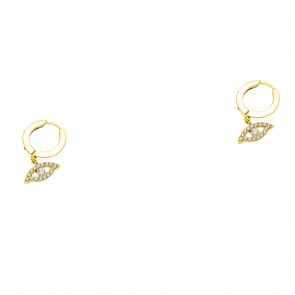 Ασημένια επιχρυσωμένα σκουλαρίκια κρικάκια 925 με μάτια