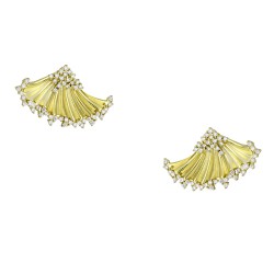 Ασημένια επιχρυσωμένα σκουλαρίκια βεντάλια 925 με ζιργκόν