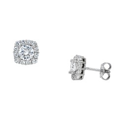 Ασημένια σκουλαρίκια τετράγωνες ροζέτες 925 με ζιργκόν