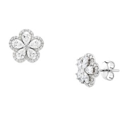 Ασημένια σκουλαρίκια λουλούδια 925 με ζιργκόν