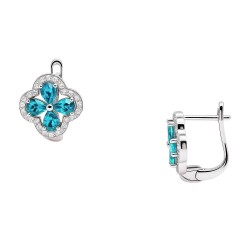 Ασημένια σκουλαρίκια λουλούδια 925 με ζιργκόν